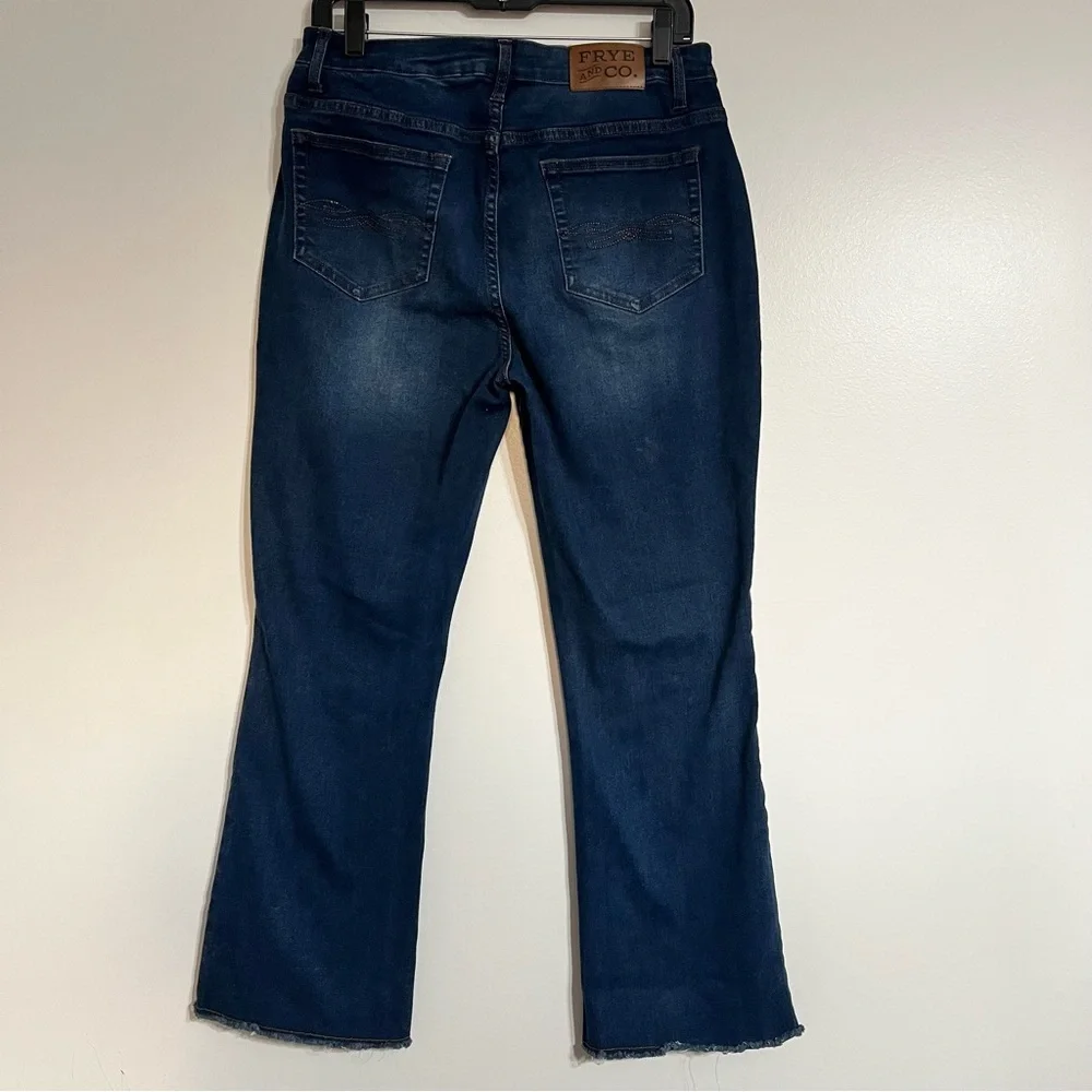 Frye and Co Women's High Rise‎ Raw Hem Button Fly Boot Cut Jeans Size 10